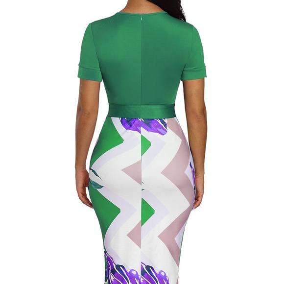 Green Print Midi Dress - Picture 5 of 5